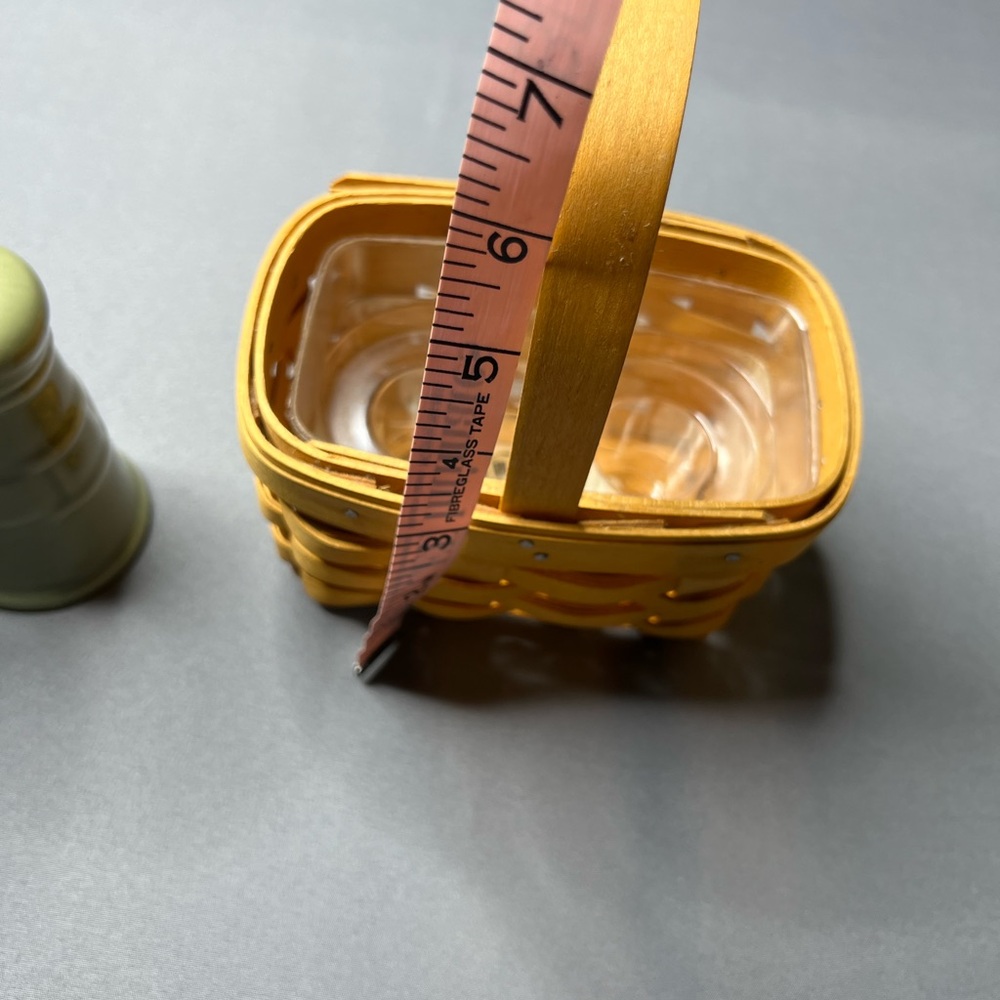 Longaberger Salt Pepper Basket Set Olive Green Pottery Farmhouse USA - Picture 7 of 11